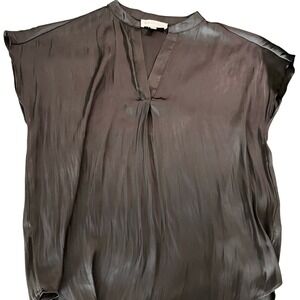 Philosophy Black Satin women's flowy blouse M